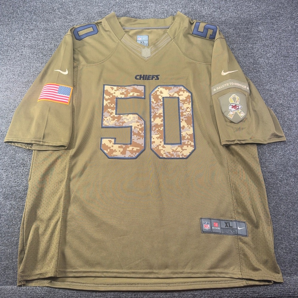Nike Kansas City Chiefs Salute to Service Jersey XL Olive Green Camo NFL 50